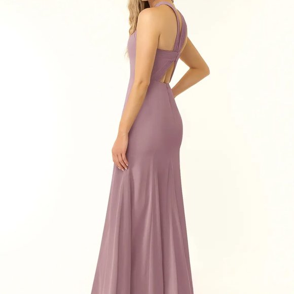 Azazie Rue A-L Halter Thigh High Slit Formal Dress Size CUSTOM - Picture 5 of 8